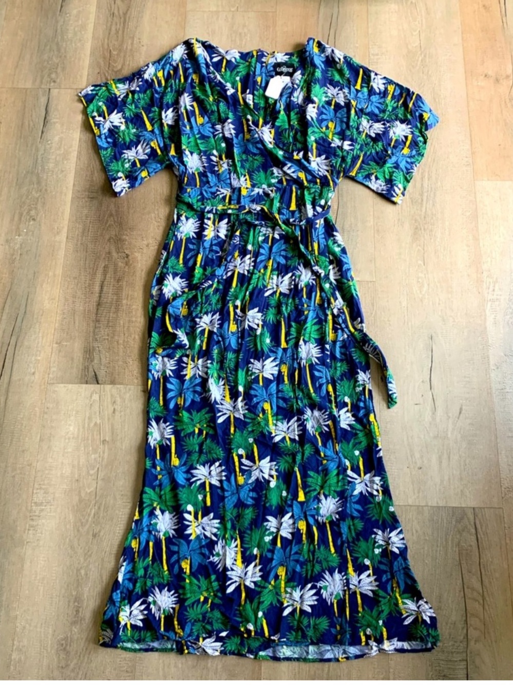 Blue Hawaii Palm Tree Maxi Dress by Collectif. .